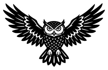 Fototapeta premium Flying Owl with Spread Wings Vector Illustration, Bird, Nocturnal, Wisdom, Predator, Mascot