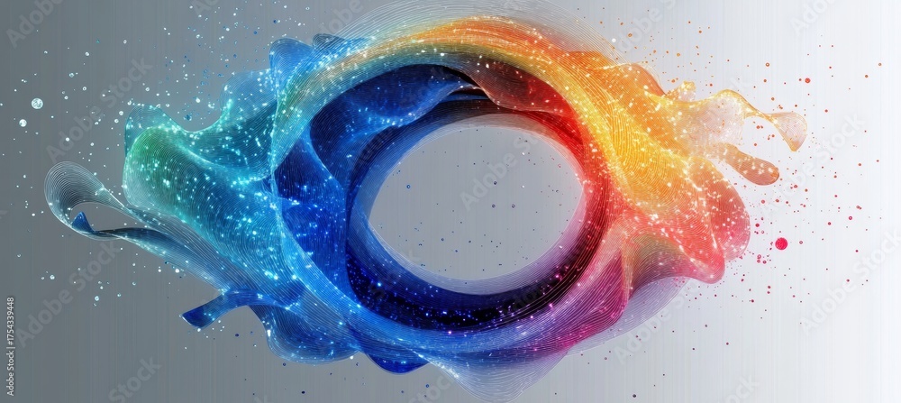 Wall mural dynamic and colorful abstract circular wave with energetic splashes of light and vibrant textures