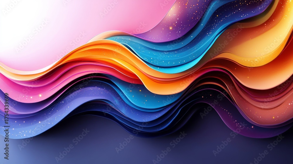 Wall mural vibrant abstract wavy patterns background featuring dynamic shapes and a spectrum of vivid colors