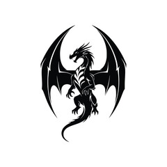 Fierce Dragon Standing Wings Spread Vector Illustration