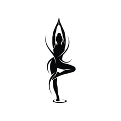 Fototapeta premium Yoga Tree Pose Dynamic Vector Illustration