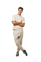 Young caucasian man full body isolated on white background