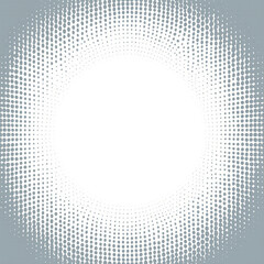 Abstract circular gradient background, transitioning from a solid white area in the center to an intense gray perimeter with a Ben Day dot pattern