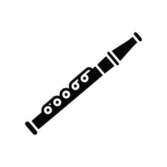 Musical Flute Woodwind Instrument Solid Glyph Vector Icon