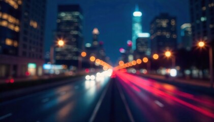 Obraz premium Abstract Blurred City Lights at Night Dynamic Modern Presentation Background