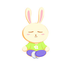 Cute bunny meditating