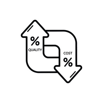 Increasing quality and decreasing cost icon