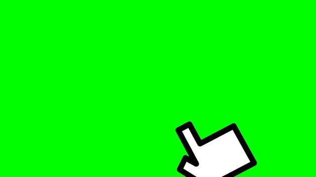 Green screen animation of a clicked cursor. A finger shaped cursor. Technology animation for videos or business.