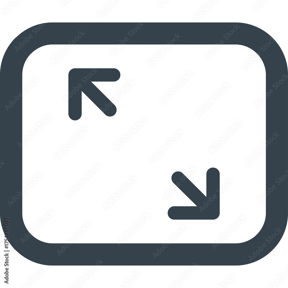 Wall mural icon graphic of expand arrows inside a rounded square on transparent background representing full sc