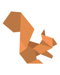 Geometric Origami Squirrel Isolated Vector Illustration. Origami squirrel  illustration featuring sharp angles and a folded paper style.