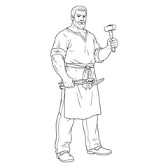 Dedicated Blacksmith Line Art – Blacksmith Vector Graphic Featuring Refined Artisan Precision – Blacksmith Drawing – Vector of Blacksmith – Blacksmith Sketch