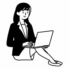 young business woman with laptop isolated on white