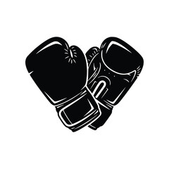 Pair of Boxing Gloves Fighting Gear Silhouette Vector Illustration