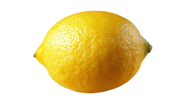 Whole yellow lemon fruit isolated on a transparent background