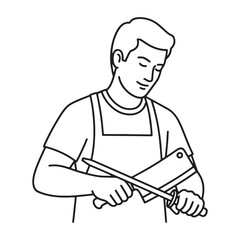 Specialized Butcher Line Art – Butcher Vector Graphic with Balanced Traditional Styling – Butcher Drawing – Line Art Drawing of Butcher – Butcher Icon