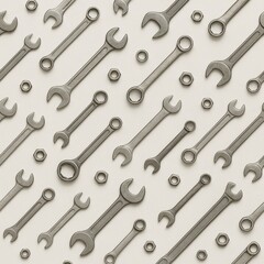 Naklejka premium Tools pattern of wrenches and nuts background