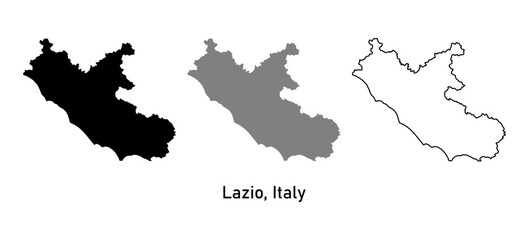 Obraz premium Lazio Region of Italy map vector illustration. map in outline style, black color, gray color.