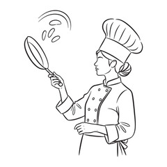 Naklejka premium Distinguished Chef Line Art – Chef Vector Drawing with Clean Professional Contours – Chef Drawing – Vector of Chef – Chef Sketch