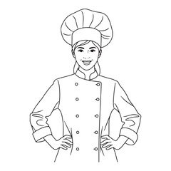 Premium Chef Line Art – Chef Vector Illustration Featuring Sophisticated Kitchen Style – Chef Drawing – Line Art Drawing of Chef – Chef Icon