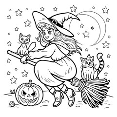 vector illustration of a halloween witch
