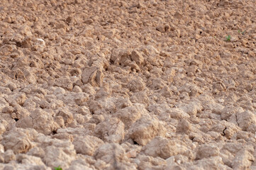 Dry plowed soil texture in agricultural land
