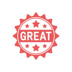 Red great badge with stars and scalloped edge illustration design