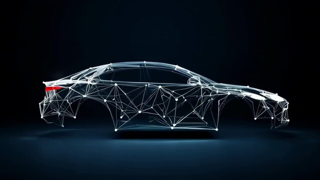 Wireframe concept of a futuristic electric vehicle chassis