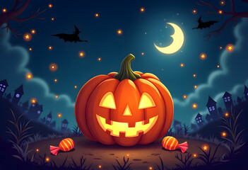 halloween background with pumpkin