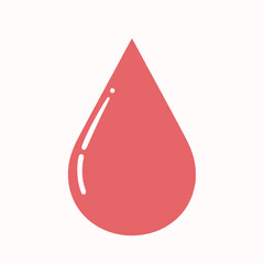 Fototapeta premium A simple graphic illustration of a single red blood drop with a highlight on a light background.