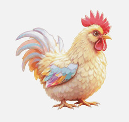 Sacred Rooster Bantam isolated watercolor vector illustration svg