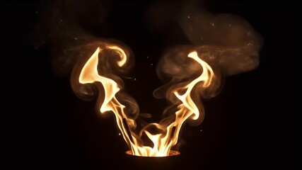 Realistic abstract background of orange flames with smoke and sparks on black