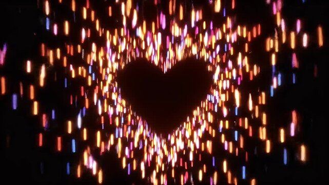 Sparkling Heart Shape Animated Abstract Background Festive Lights