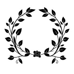 elegant black and transparent floral wreath with a rose at the bottom © Arun