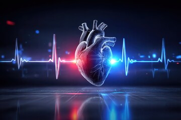 heart rhythm visualization realistic ecg, monitoring program dashboard, medical report