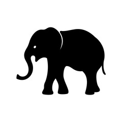 Silhouette of an African Elephant standing tall against a white background