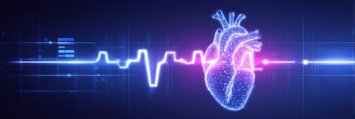 heart rhythm visualization dynamic waves, ai monitoring program, digital report generation