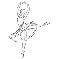 Elegant Dancer Line Art – Dancer Vector Outline Drawing with Graceful Artistic Form – Dancer Drawing – Vector of Dancer – Dancer Sketch