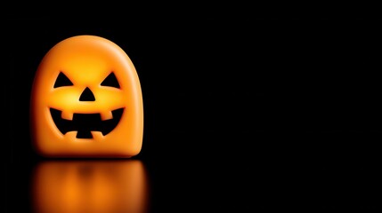 Orange Halloween Pumpkin Face on Black Background for Spooky Vibes
