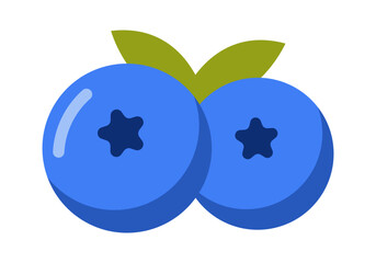 Blueberry Flat Colored Icon Set Round Sweet Berry Design for Dessert and Healthy Food Illustrations