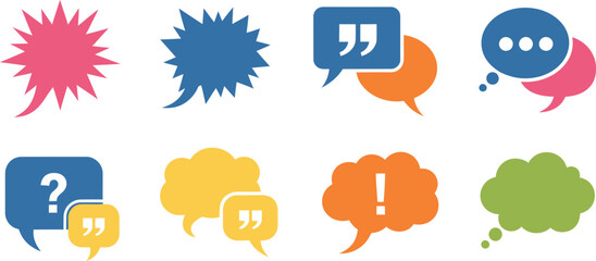 Colorful Comic Style Speech and Thought Bubbles Set - AI Generative