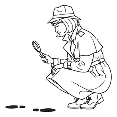 Modern Detective Line Art – Detective Vector Outline Featuring Professional Inquiry Aesthetic – Detective Drawing – Line Art Drawing of Detective – Detective Icon