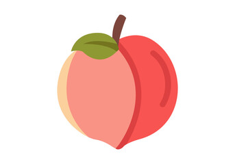 Peach Flat Colored Icon Set Smooth Round Fruit Design for Dessert and Healthy Food Illustrations