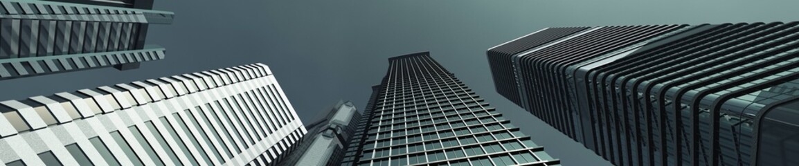 Beautiful skyscrapers, skyscrapers against the sky, high-rise buildings, banner, 3D rendering