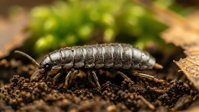 Crawling Woodlouse Exploring Forest Floor in Natural Habitat Closeup