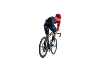 Cyclist Riding Racing Bicycle from Behind

