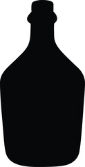 Black Icon of Alcoholic Drink Bottle Container Silhouette Vector for Luxury Product Presentation