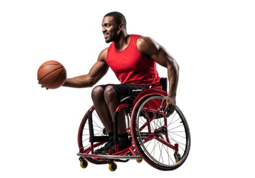 Wheelchair Basketball Player Dribbling the Ball