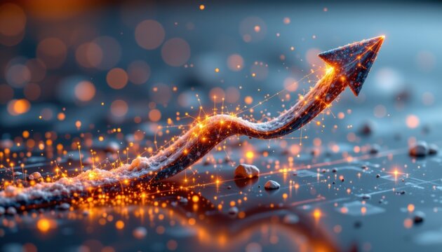 Create an image that captures the idea of digital transformation driving exponential growth in business performance