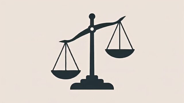 Simple dark scales of justice icon on pale background, not evenly balanced