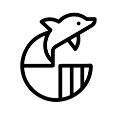 A dolphin jumping through a hoop with stripes © Kya